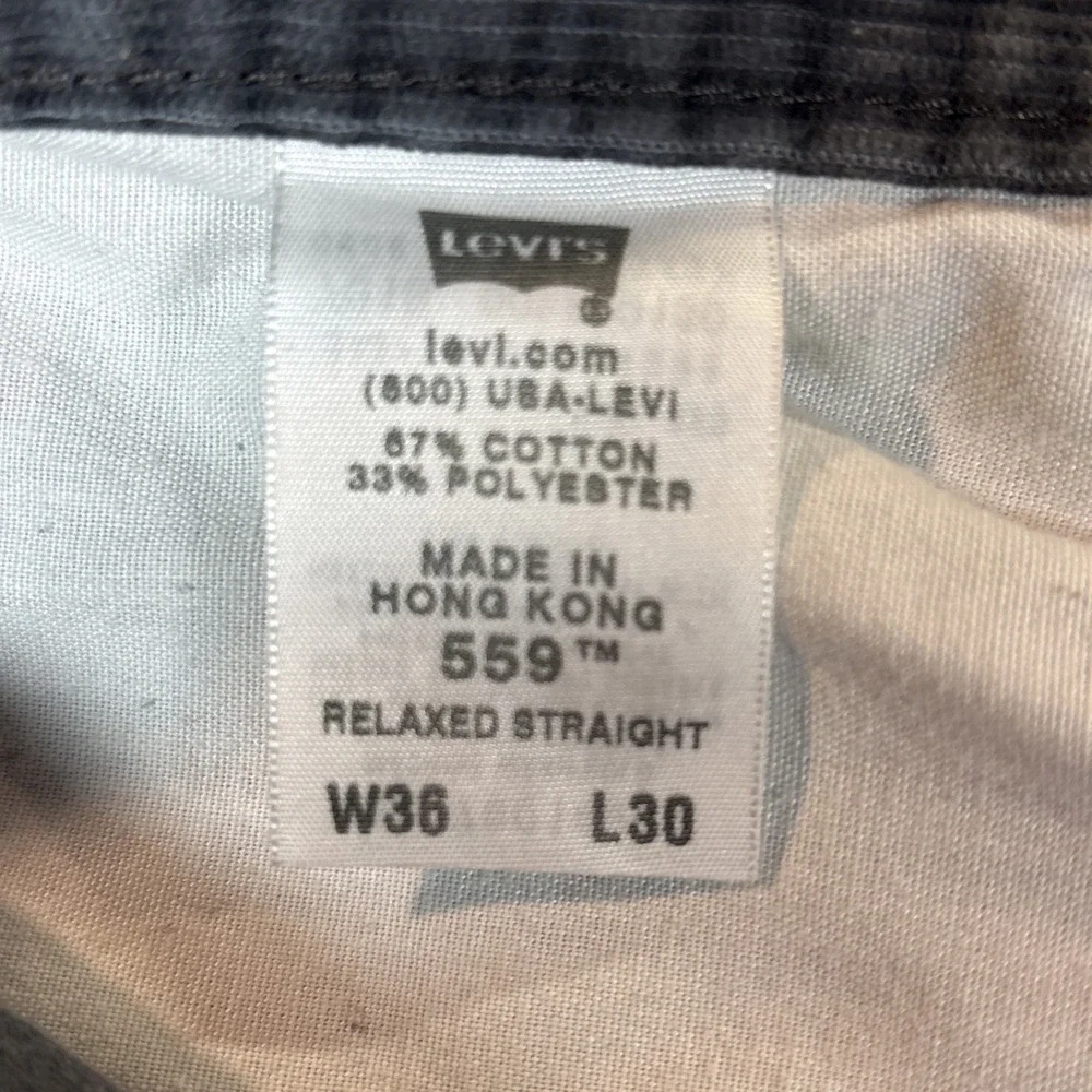 VTG Levi's 559 Relaxed Straight Gray Corduroy Pants Men's 36x30‎ Classic Fit